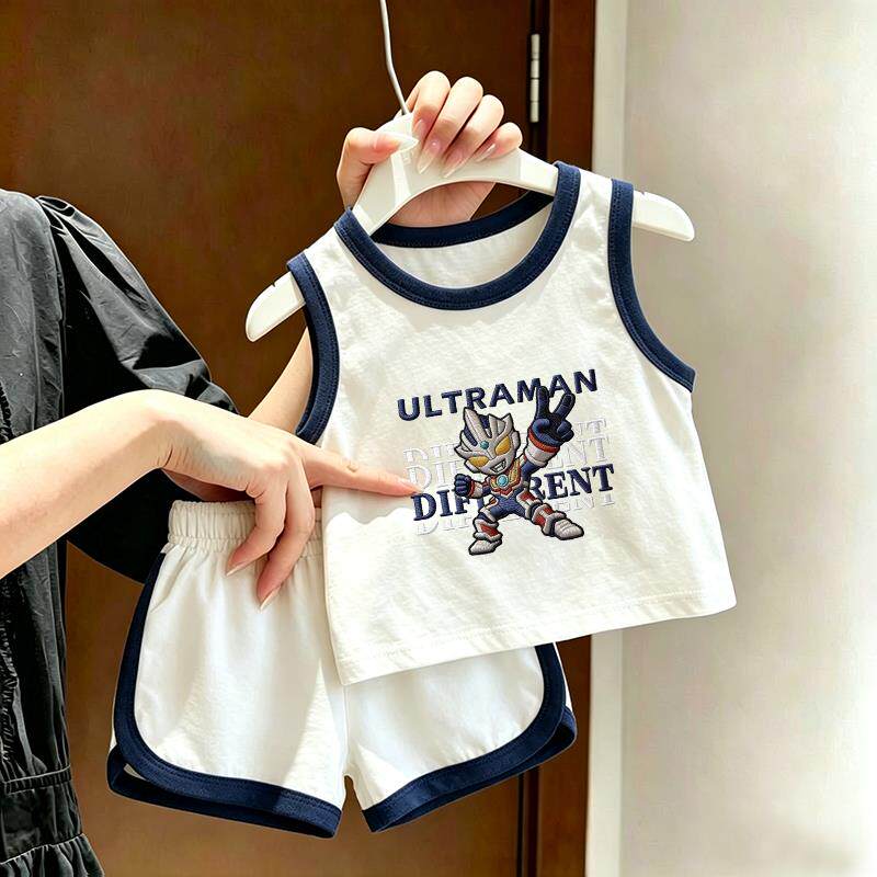 夏季薄款套装2026可爱男女童纯棉洋气无袖背心儿童两件套背心短裤