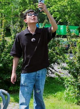 花儿与少年张晚意同款POLO衫情侣宽松休闲翻领短袖百搭纯色T恤男