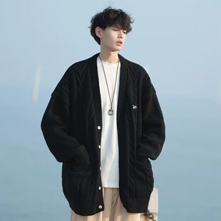 难哄桑延白敬亭同款V领毛衣男秋冬针织开衫休闲百搭宽松百搭外套