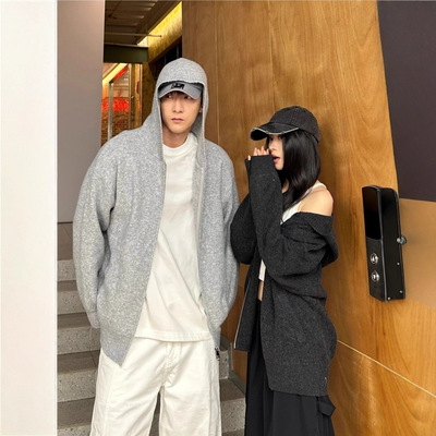 现在就出发黄景瑜王安宇同款秋冬复古连帽针织开衫男宽松休闲毛衣