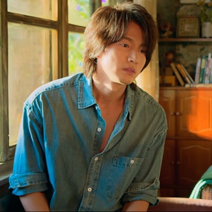 夏花萧寒言承旭同款牛仔衬衫男士春秋季韩版宽松复古工装衬衣