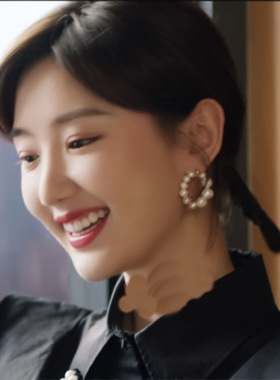 心想事成孙想毛晓彤同款耳环大小珍珠圆圈圆环圆形大圈耳饰耳夹