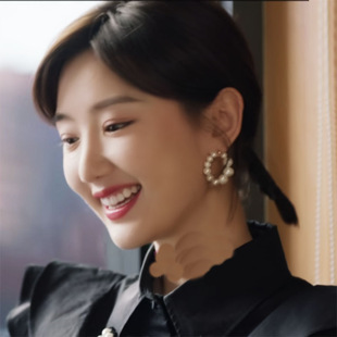 心想事成孙想毛晓彤同款耳环大小珍珠圆圈圆环圆形大圈耳饰耳夹