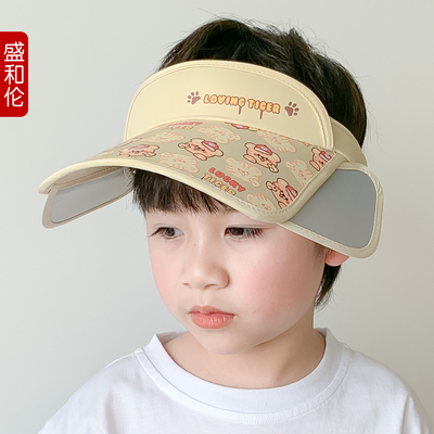 儿童防晒帽女童夏季空顶遮阳帽男孩抗紫外线宝宝可爱出游太阳帽子