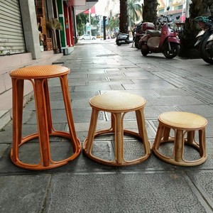 包邮实用手工舒适耐坐藤编凳矮凳子换鞋凳高圆凳板凳植物藤凳家用