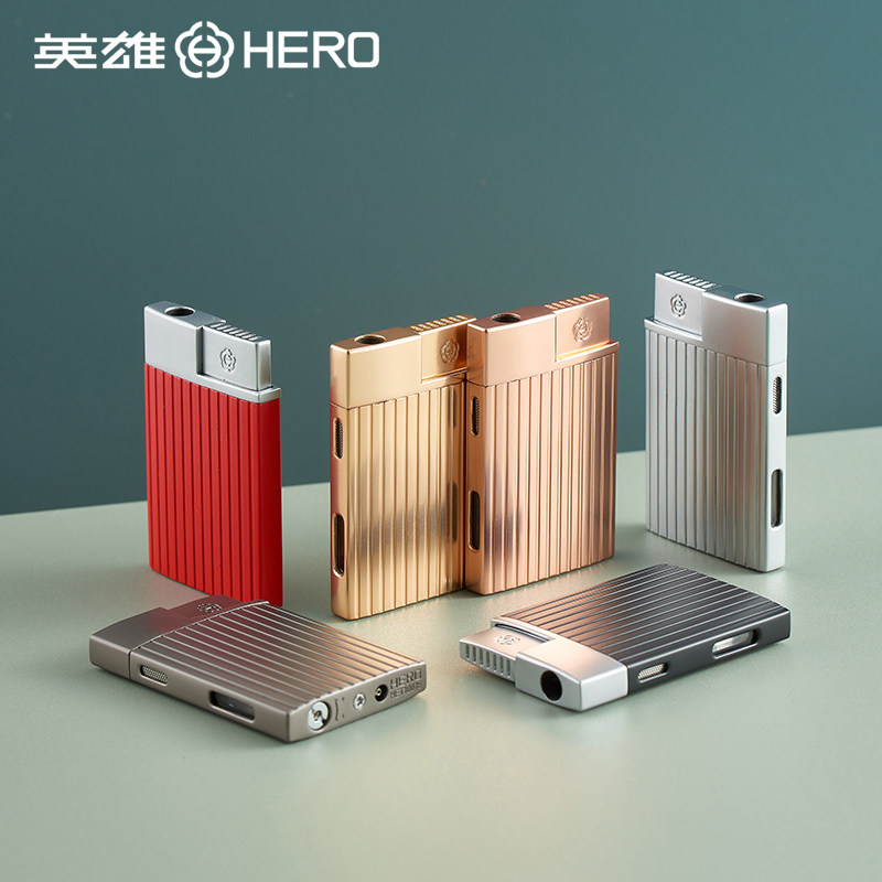 HERO英雄超薄防风充气打火机直冲火焰高档礼品送男友生日礼物