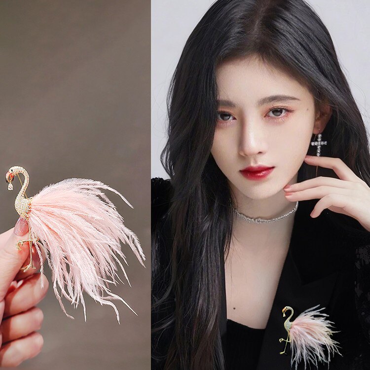 小众高级感火烈鸟胸针女款