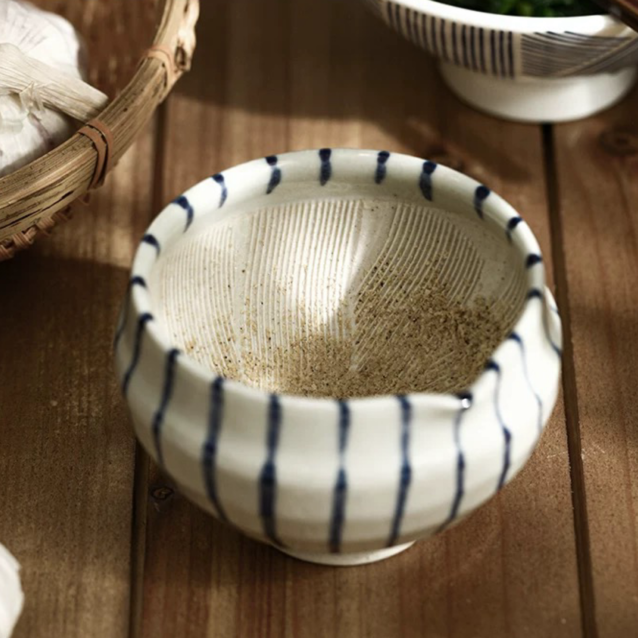 日本进口濑户烧十草研磨钵