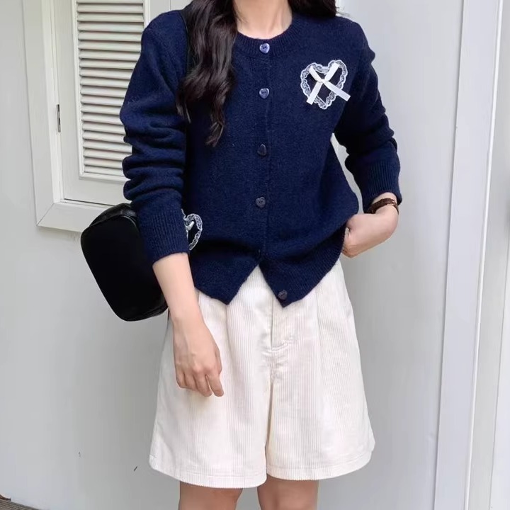 韩系减龄蝴蝶结针织开衫女秋冬新款短款小个子毛衣外套软糯上衣潮