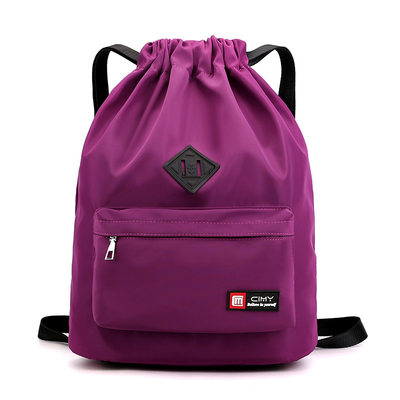 印刷LOGO男女防水简易户外折叠轻便运动背包抽绳双肩包尼龙广告包