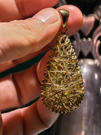 意大利 超级手作工艺 流光溢彩体 夺目吸睛 925纯银镀金吊坠一枚