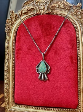 纳瓦霍925银原矿绿松石熊爪吊坠