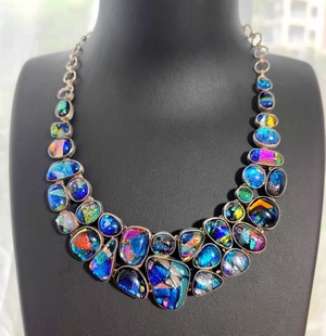 意大利手工穆拉诺琉璃925纯银项链西洋古董银首饰古着中古vintage