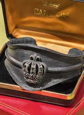 欧美高端皇室系列Royalty Collection 皇冠鸢尾花925纯银宽版腕带