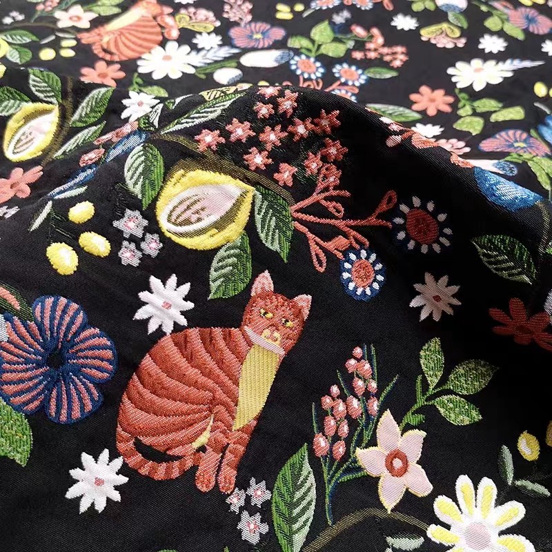 田园ins风提花色织猫咪混纺布料沙发抱枕套桌布盖布面料服装面料,居家布艺,海绵垫/布料/面料/手工diy,淘宝优惠券,粉丝福利购,淘宝优惠卷