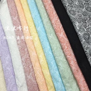 涤纶蓬蓬裙汉服旗袍时装 双色玫瑰立体色织提花浮雕面料 箱包布料