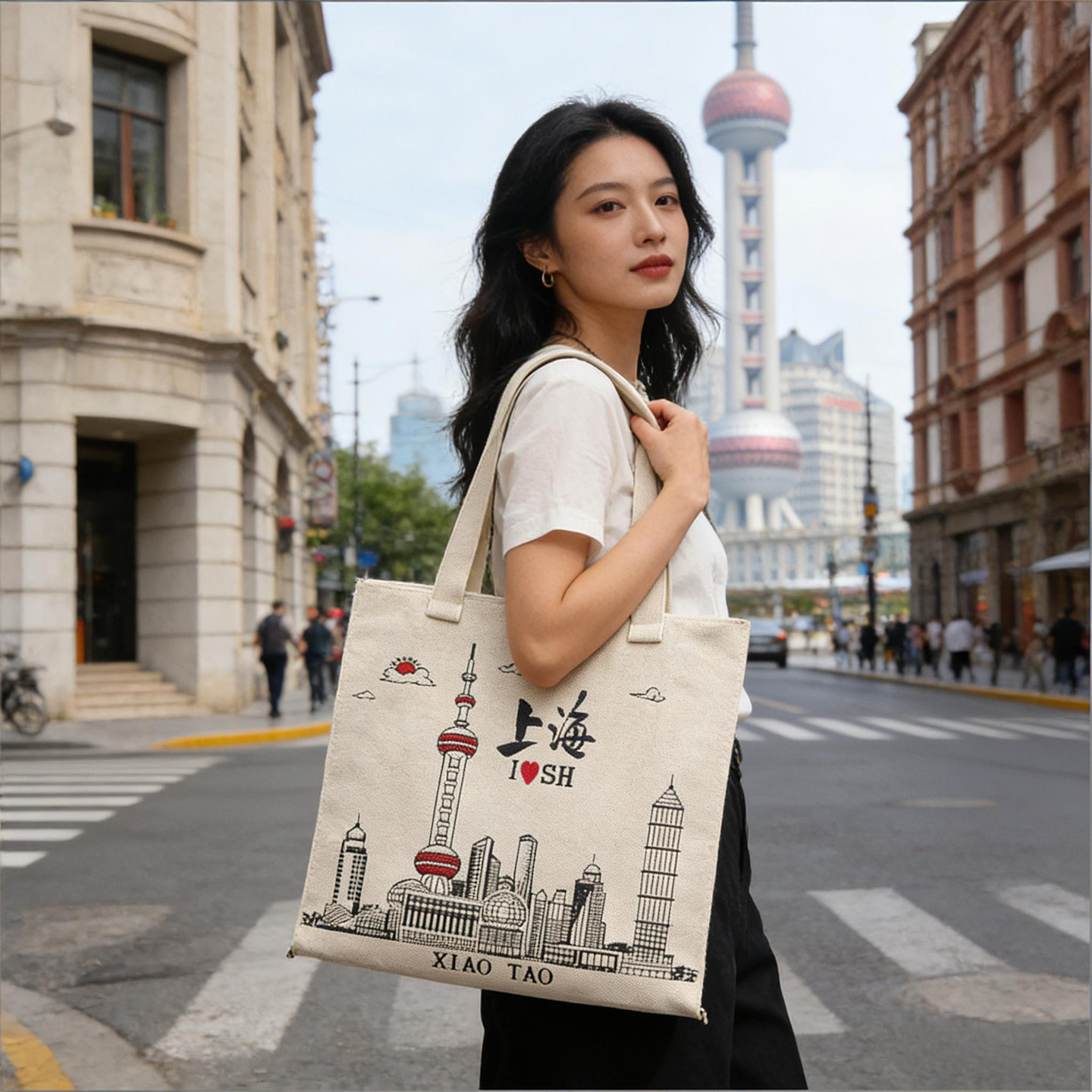 上海旅游纪念品城市风景文创袋机绣东方明珠伴手礼个性创意小礼品