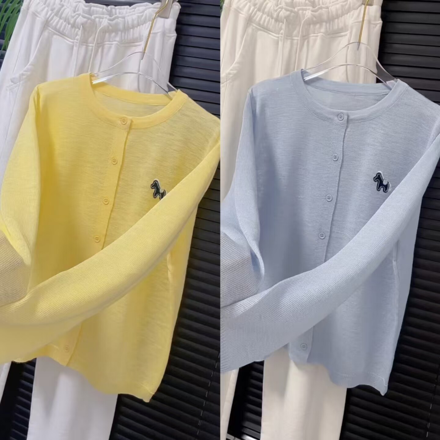 甜美风单排扣针织开衫女宽松圆领糖果色显瘦长袖上衣气质女士小衫