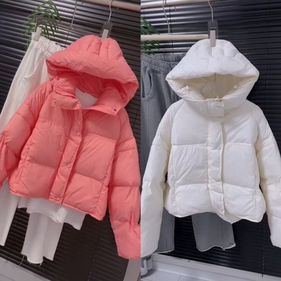 小个子宽松棉服糖果色连帽面包服