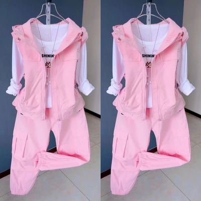 休闲套装连帽外套工装裤两件套