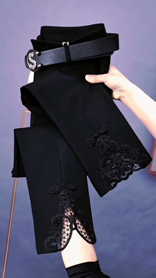 八分弹力烟管裤女高腰小脚裤西裤