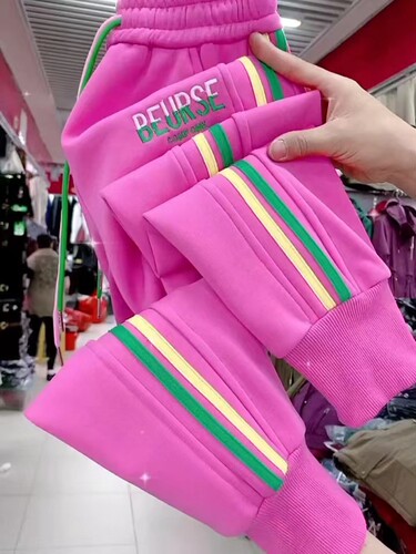 撞色条束脚卫裤女休闲运动裤显瘦