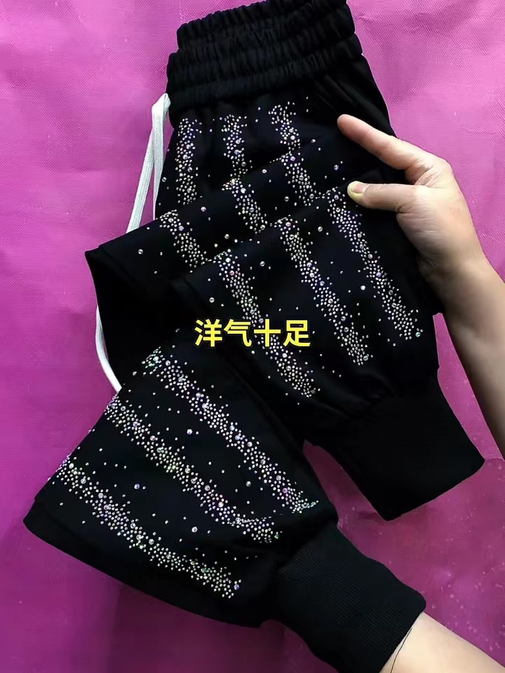 重工烫钻束脚卫裤九分2025