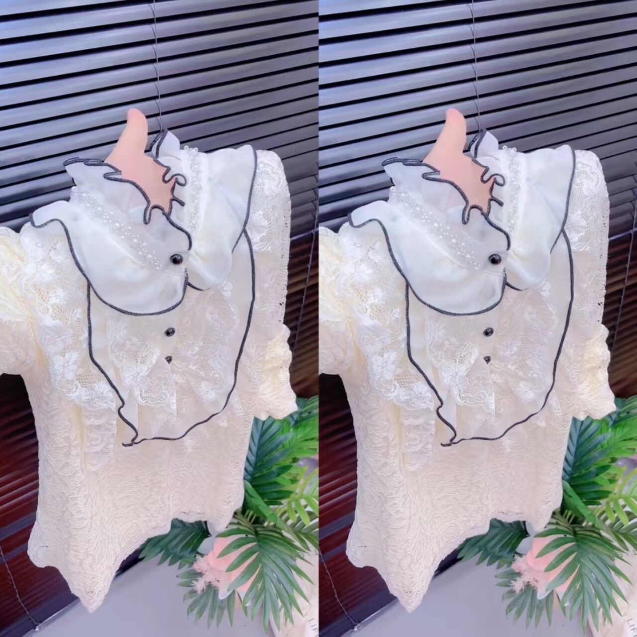 甜美法式蕾丝衫短款显瘦长袖小衫