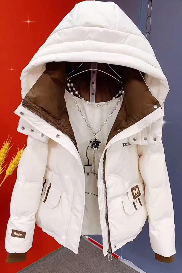 防风袖保暖羽绒服连帽外套