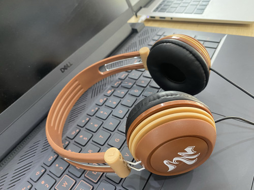 三诺LM303电脑耳机 咖啡色 复古穿搭头戴式耳机