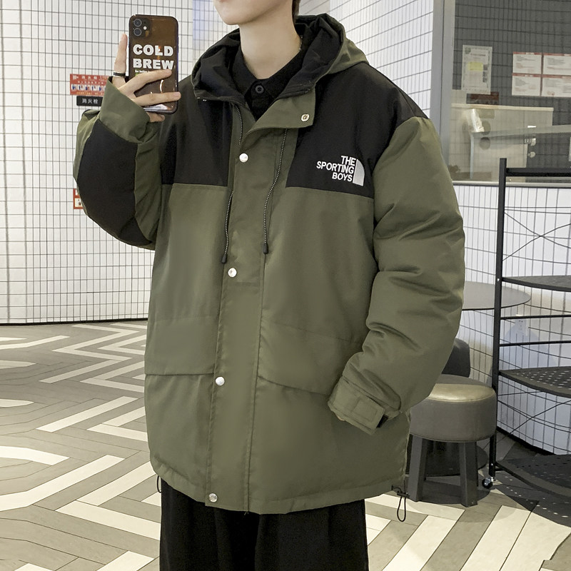 冬装刺绣拼色连帽宽松棉服冲锋衣冲锋棉衣外套M2009P135,男装夹克,电商C323