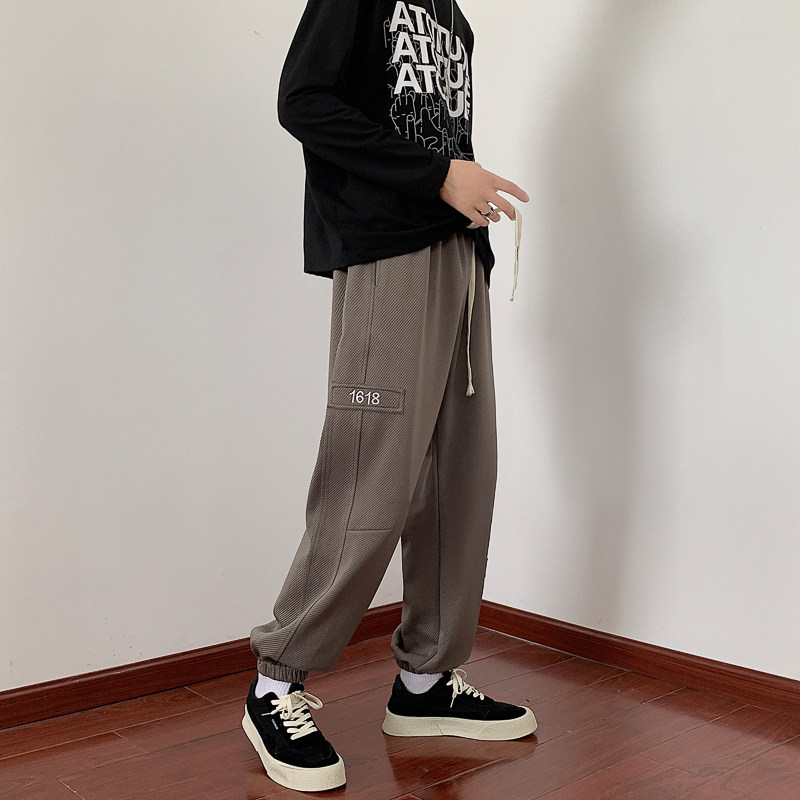 春装刺绣休闲裤男运动裤卫裤AK37P55,男装休闲裤,电商C323