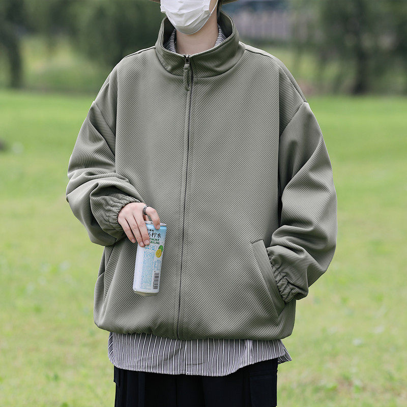 2025秋装斜纹拉链夹克男女外套  JK85P70 豆绿1图片