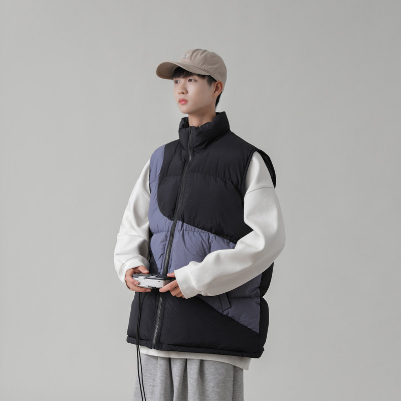 2025冬装新款撞色棉马甲男款冬季背心马夹MJ02P75,男装背心/马甲,电商C323