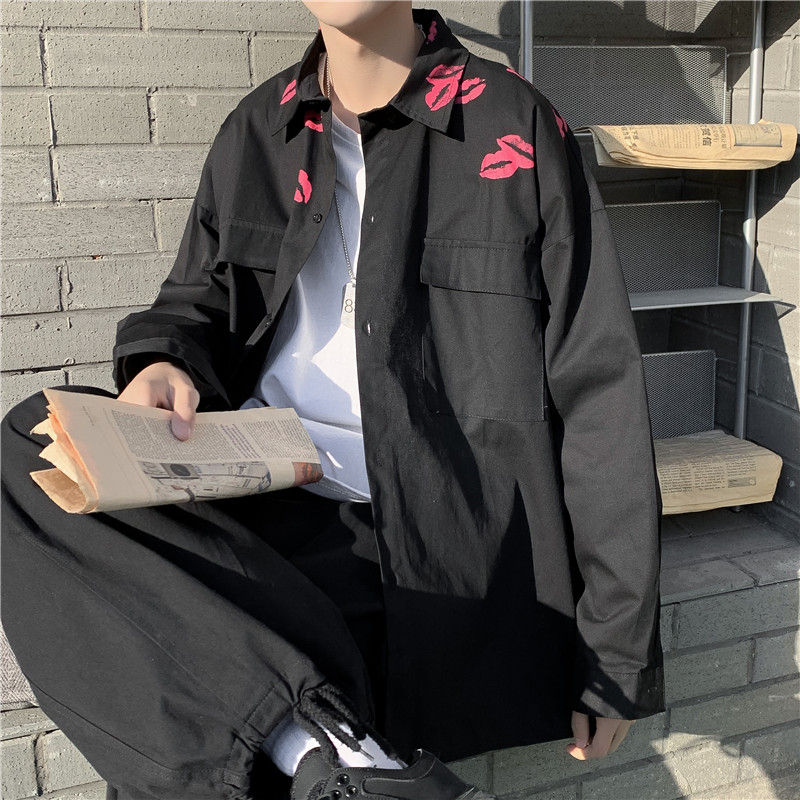 2025秋装男装口红印花长袖纯棉衬衫CS20P45,男装衬衫,电商C323