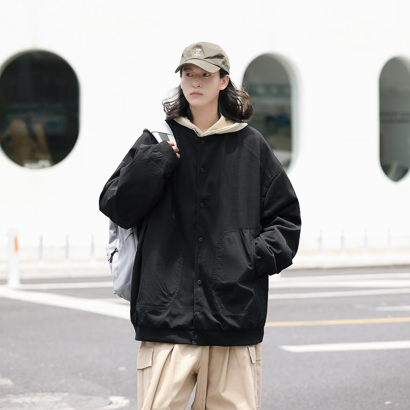 2025秋装棒球服外套男休闲夹克上衣JK83P95黑,男装夹克,电商C323
