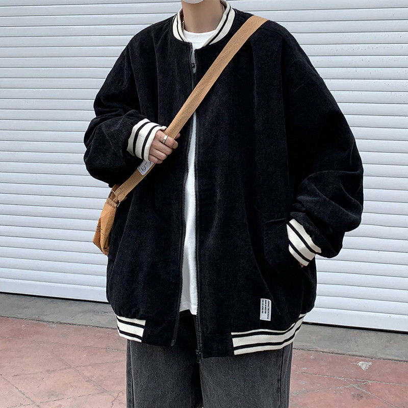 2025秋装男装灯芯绒棒球服潮流外套 JK81P70  黑色图片