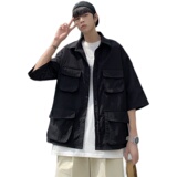 夏季多口袋工装短袖衬衫男宽松休闲衬衣C300P40，男装T恤，电商C323