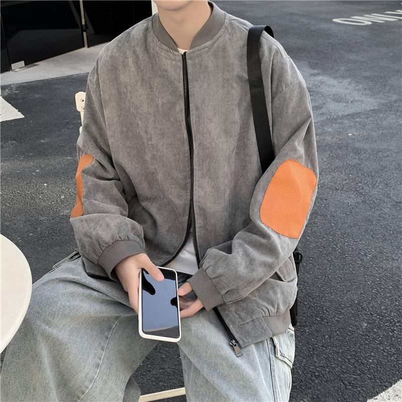 2025秋装男装PU皮拼接棒球服灯芯绒外套JK18P70,女装短外套,电商C323
