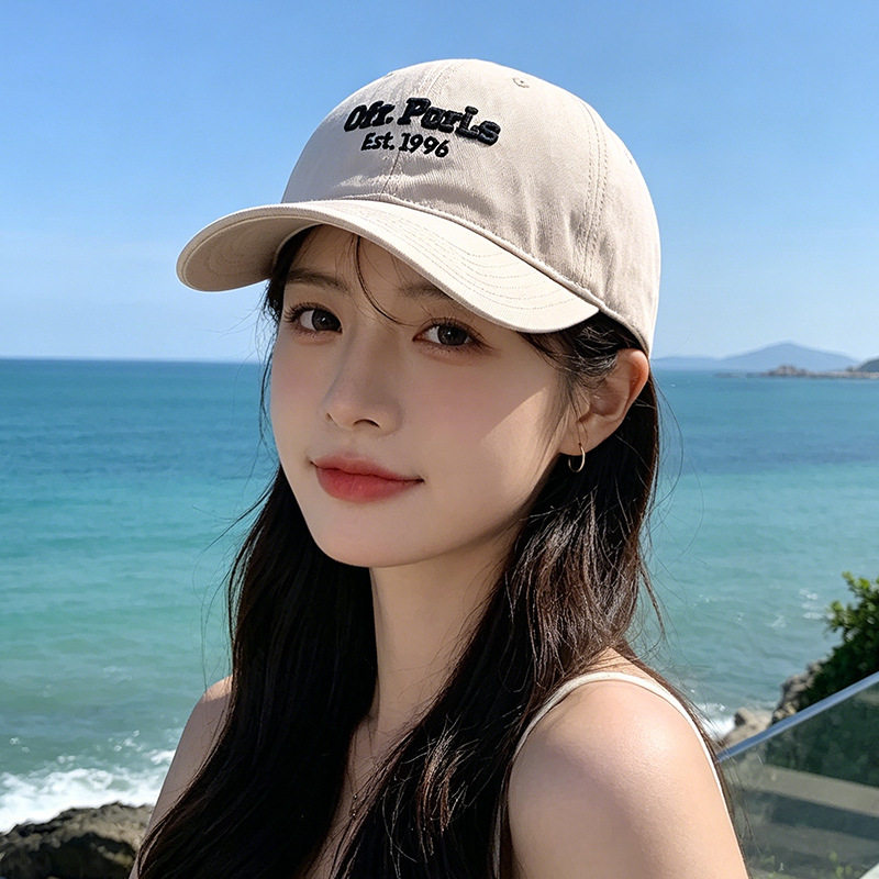 韩版字母刺绣棒球帽子女新款百搭软顶鸭舌帽显脸小宽檐遮阳帽户外