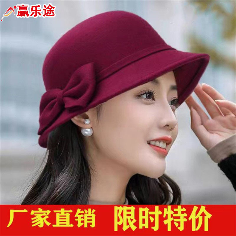 帽子女时尚英伦毛呢大檐帽工厂呢子帽春秋韩版渔夫帽盆帽复古礼帽
