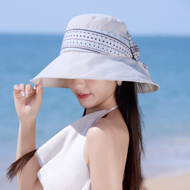 台州温岭帽子女款春夏天遮阳防晒渔夫帽甜美蝴蝶结休闲百搭太阳帽