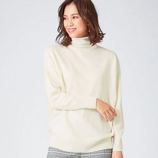 日系外单女士套头堆堆宽松纯色针织衫长袖打底高领修身毛衣24079