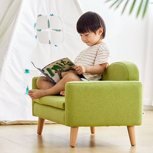 KidsF儿童绿色双人沙发 迷你扶手坐椅宝宝阅读角木制家具846440