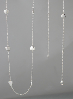 HIDE新款项链新款简约ins风银色风铃半月装饰带O型延长链毛衣项链