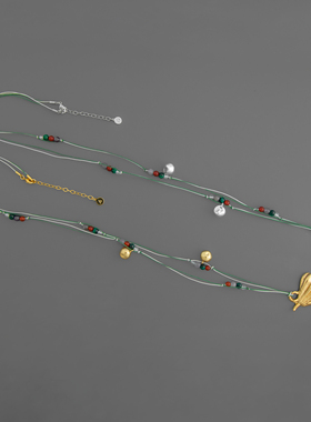 ATE*家纹理南瓜项链 新款小众设计复古高级感玛瑙串珠长款锁骨链