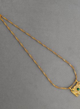 HVME*家恶魔之眼项链 新款土耳其欧美小众中东复古方形锆石锁骨链