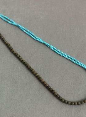 25年春夏新中式绿松石项链简约小清新复古文艺双层绿檀木串珠项链