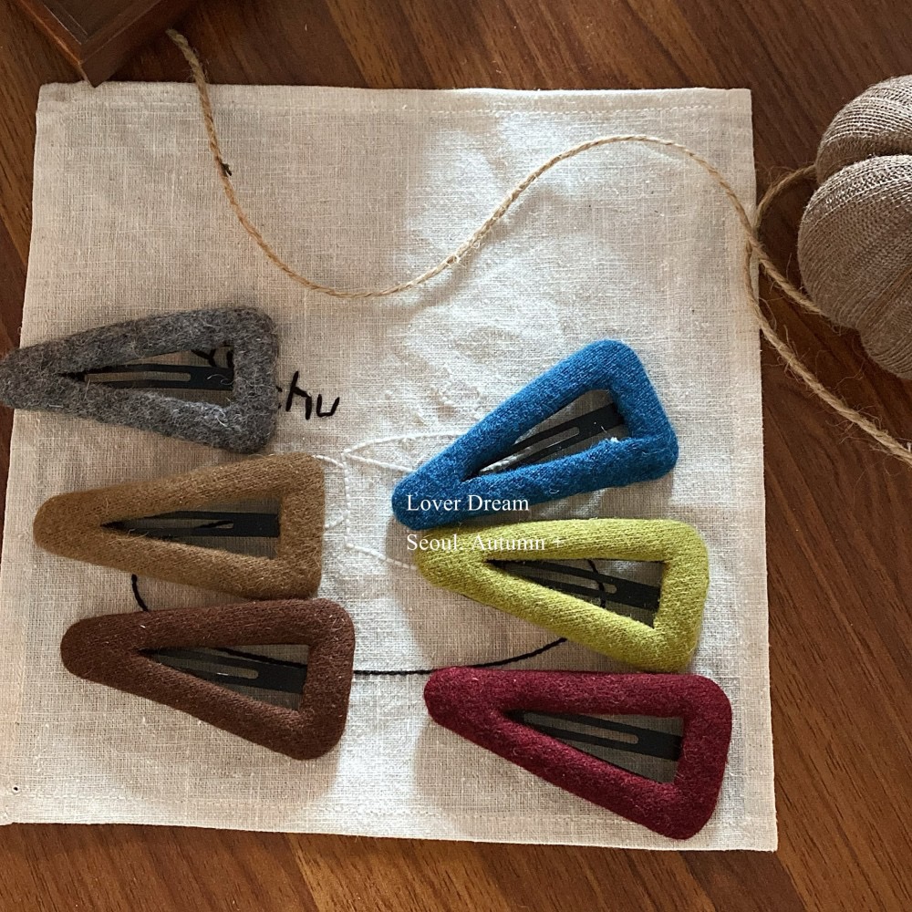 韩国秋冬新款彩色毛呢布艺bb夹发夹 可爱甜美刘海夹侧边夹发饰女