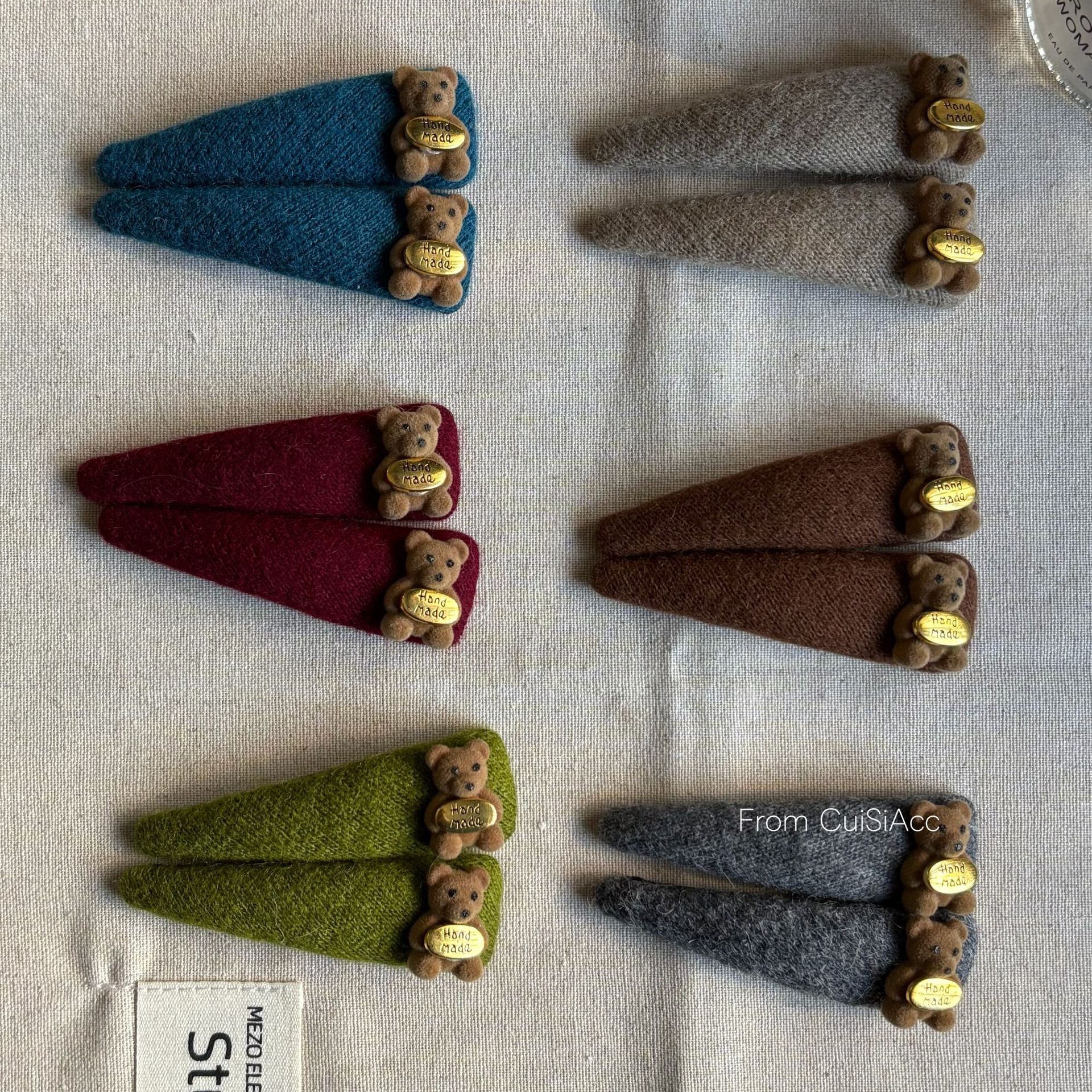 韩国ins新款抱金标小熊针织bb夹甜美可爱刘海夹侧边夹发卡发夹女